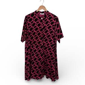 Bryn Walker Winona Cotton Poplin Pink and Black Geometric Print Tunic Dress